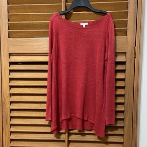 Eileen Fisher Medium M Vibrant Red Knit Linen Sweater